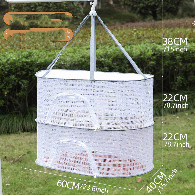3-Layer Folding Fish Mesh Hanging Drying Net with Zipper