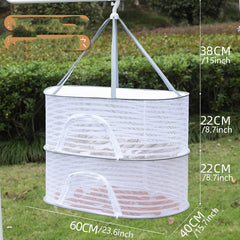 3-Layer Folding Fish Mesh Hanging Drying Net with Zipper