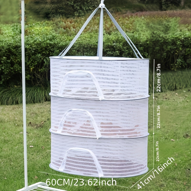 3-Layer Folding Fish Mesh Hanging Drying Net with Zipper