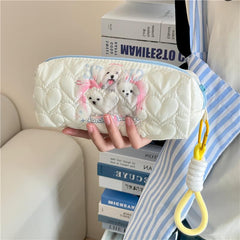 Dog Pattern Makeup Bag Zipper Roomy Cosmetic Accessories Organizer