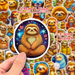 50pcs Cartoon Sloth Stickers for Luggage & Cup Decoration