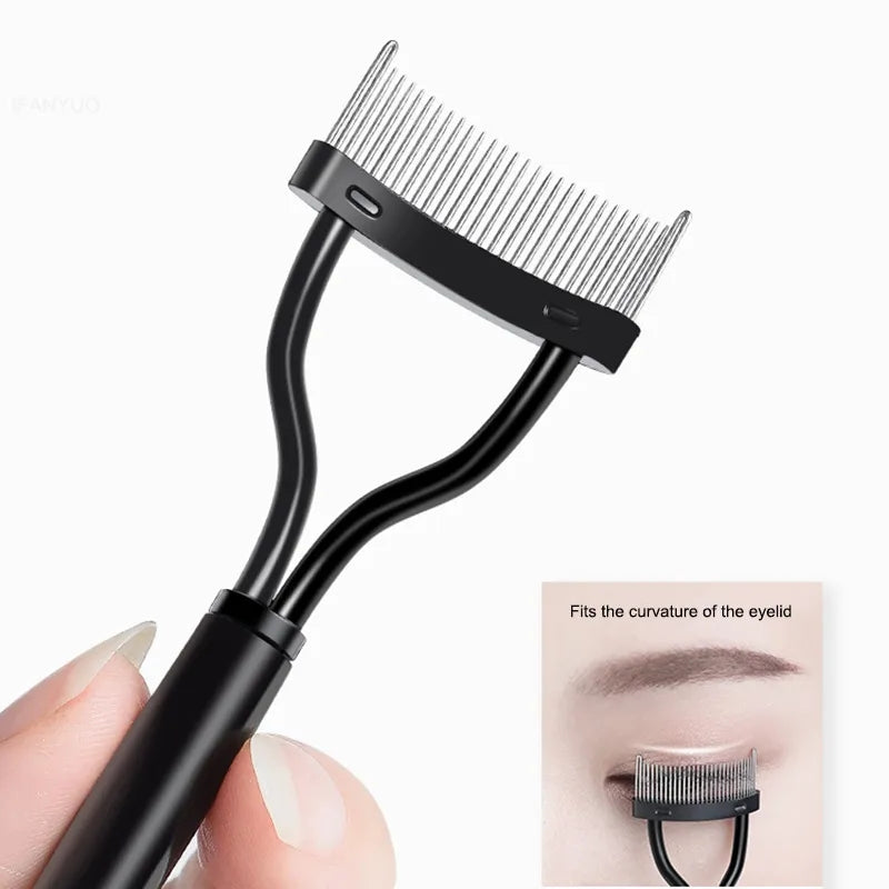 Eyelash Curler & Separator Metal Brush Comb