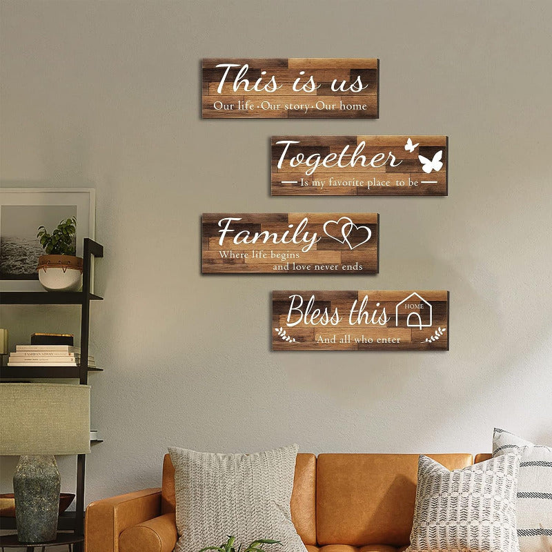 4pcs This Is Us Family Wall Decor Set - Bless This Home Together