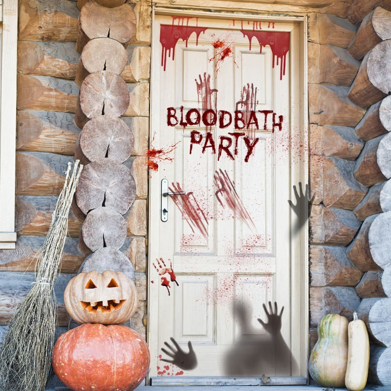 Halloween Blood Hand Prints Sticker Haunted House Horror Decor