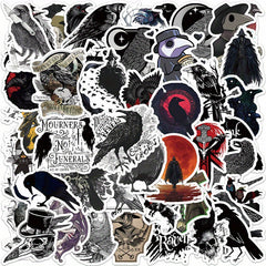 50pcs Crow Waterproof Stickers for Water Cups Notebooks & More