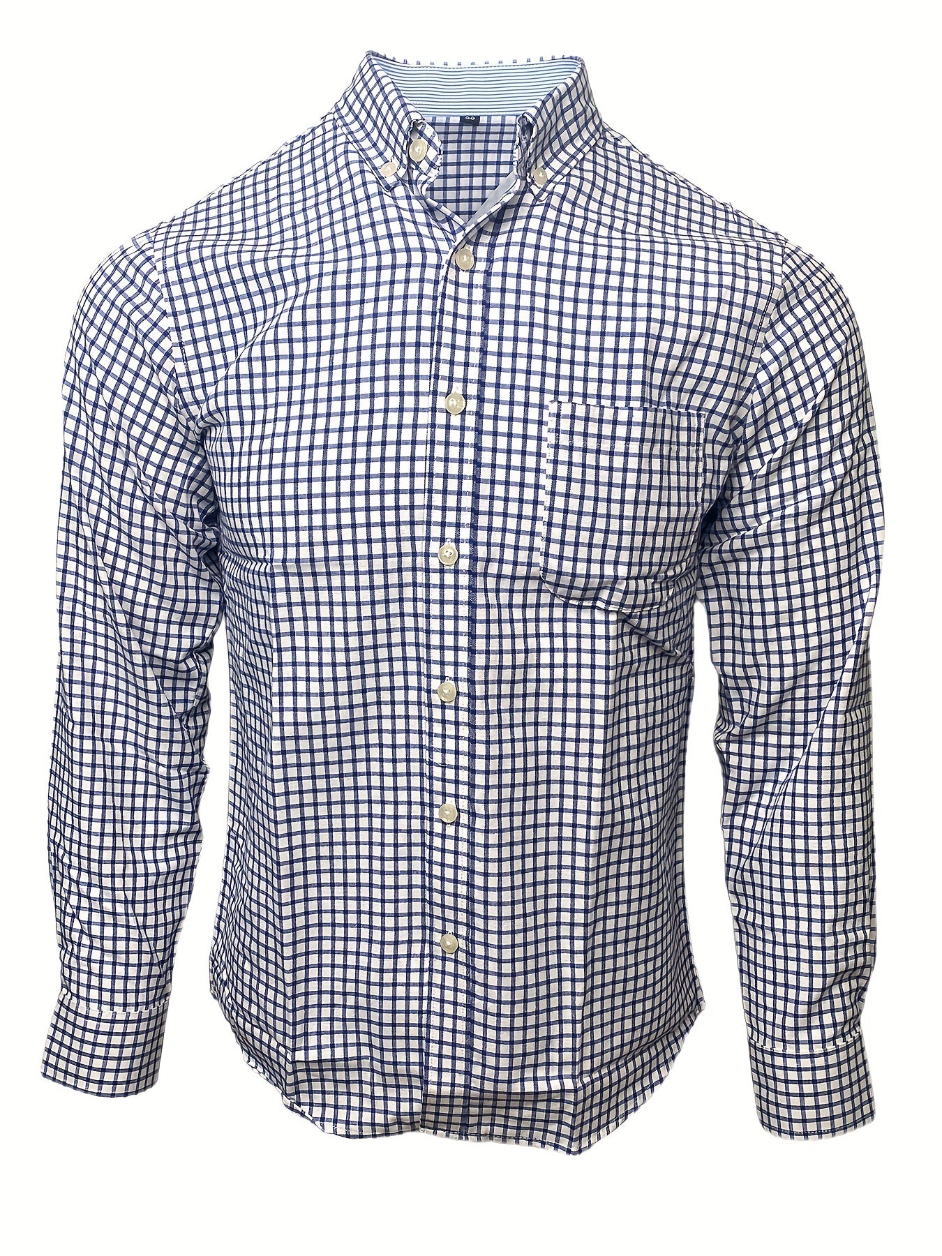 Plaid Print Men's Casual Button Up Shirt With Chest Pocket