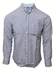 Plaid Print Men's Casual Button Up Shirt With Chest Pocket