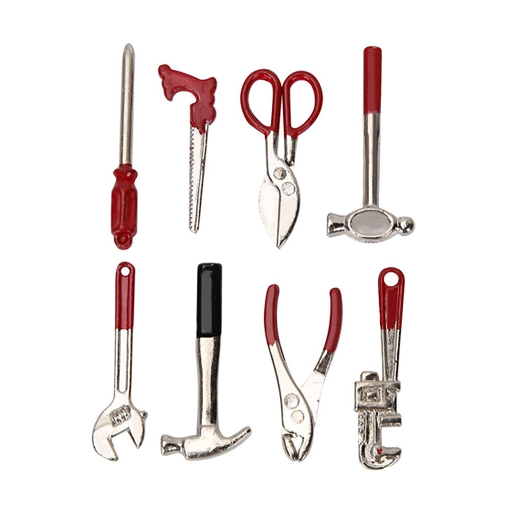 Mini Toolbox With 8pcs Tools Wooden Dolls House Accessories