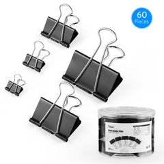 60pcs Colorful Metal Binder Clips Paper Clamp Stationery