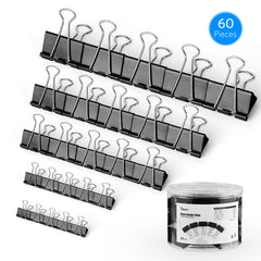 60pcs Colorful Metal Binder Clips Paper Clamp Stationery