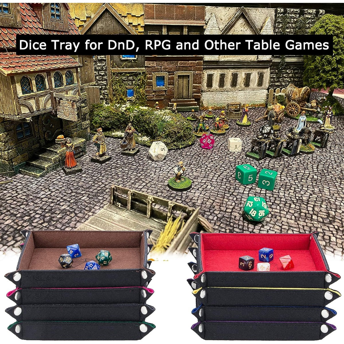 8pcs Folding Square Dice Tray Holder for DND Board Games