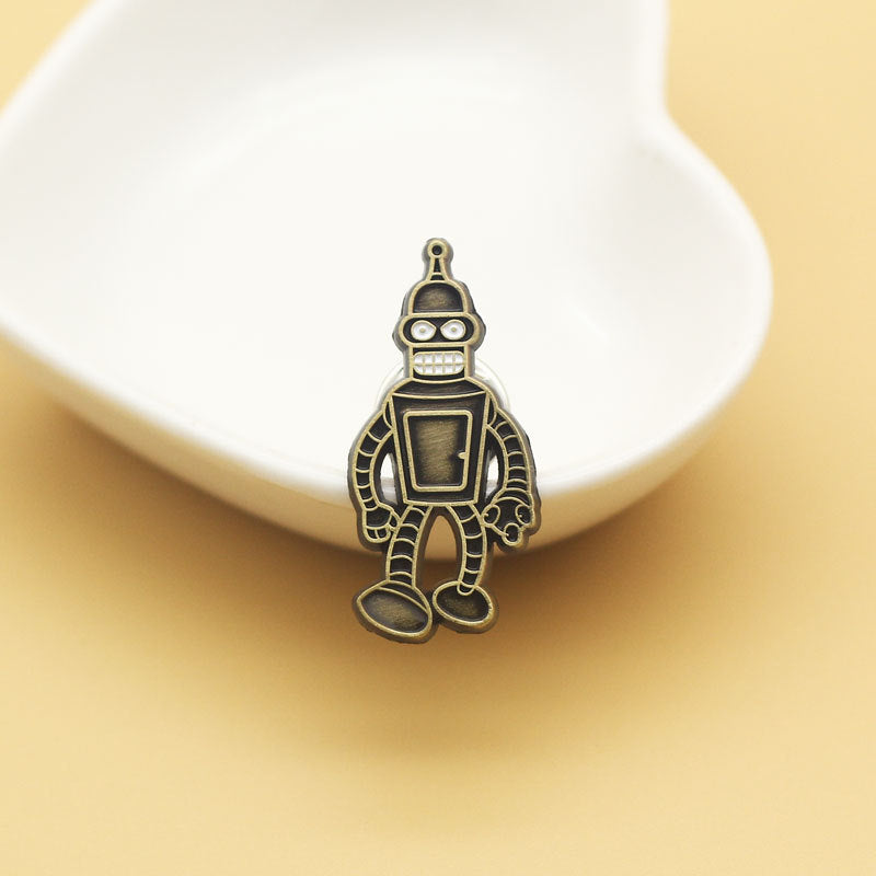 Robot Cartoon Brooch Animation Metal Badge Creative Accessories Pin
