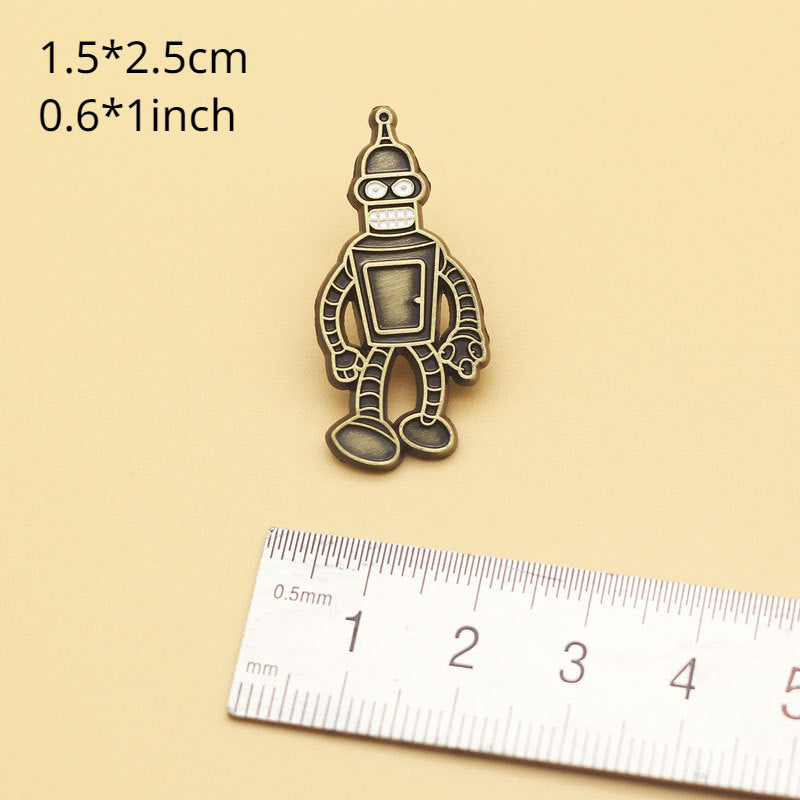Robot Cartoon Brooch Animation Metal Badge Creative Accessories Pin