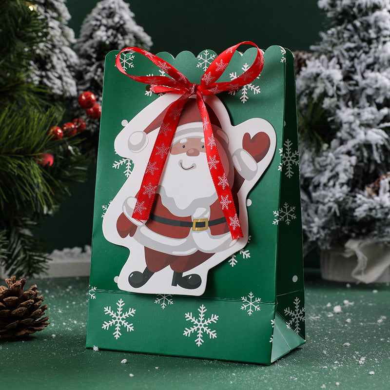6PCS SET Christmas Paper Bag Party Year's Bow Snowflake Hand Candy Gift Bag