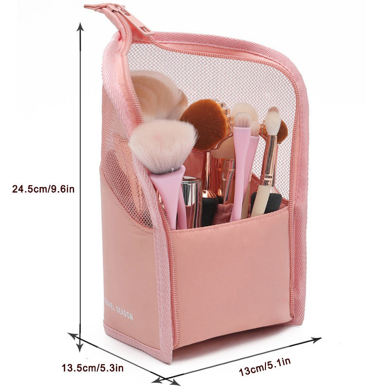 2Pcs Makeup Brush Holder Organizer Bag Portable Brush Cup