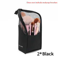 2Pcs Makeup Brush Holder Organizer Bag Portable Brush Cup
