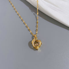 Love Dolphin Heart Pendant Necklace Titanium Steel Chain