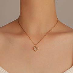Love Dolphin Heart Pendant Necklace Titanium Steel Chain