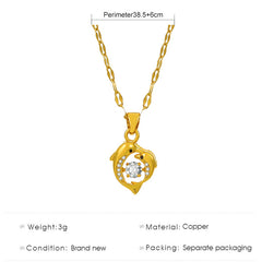 Love Dolphin Heart Pendant Necklace Titanium Steel Chain