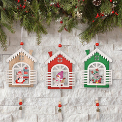 Wooden House Tassel Pendant Christmas Tree Decoration