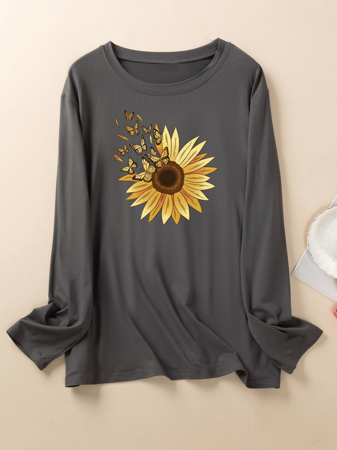 Sunflower & Butterfly Print Lounge Top