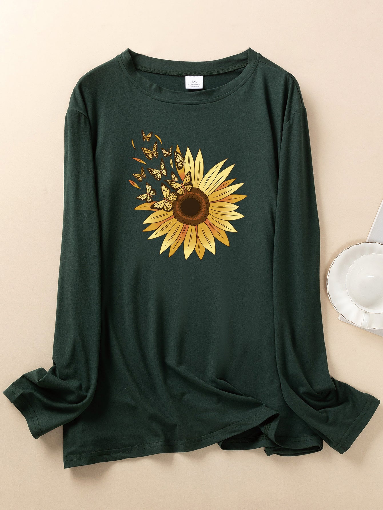 Sunflower & Butterfly Print Lounge Top