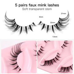 5 Pairs 3D Winged End Eye Elongated Eyelashes Cat Eye False Eyelashes