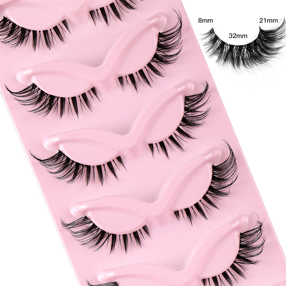5 Pairs 3D Winged End Eye Elongated Eyelashes Cat Eye False Eyelashes