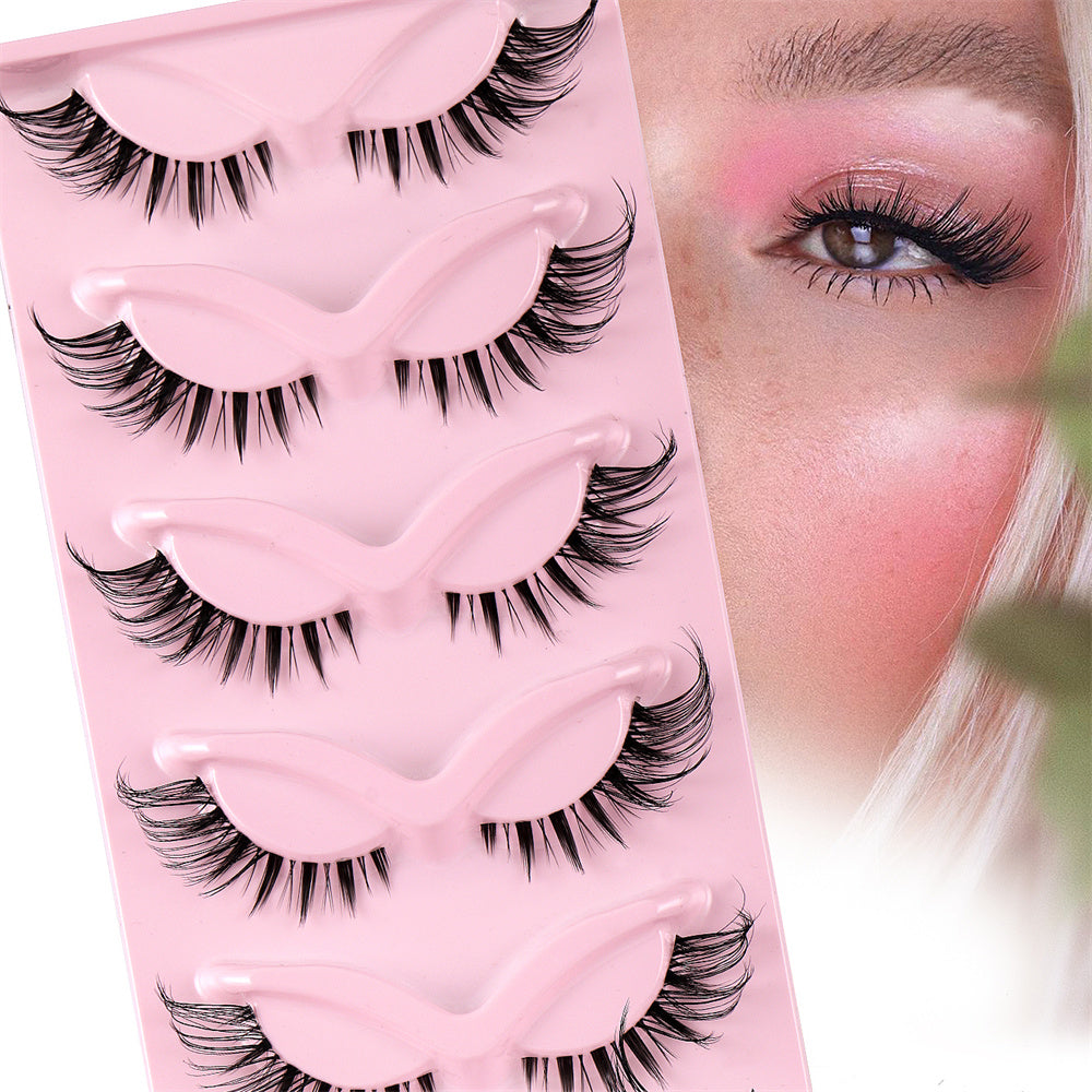 5 Pairs 3D Winged End Eye Elongated Eyelashes Cat Eye False Eyelashes