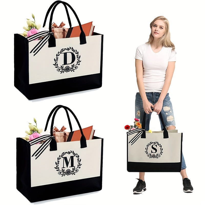 Letter Canvas Bag Large Capacity Handbag Shoulder Tote Women's Casual Bento Bag
