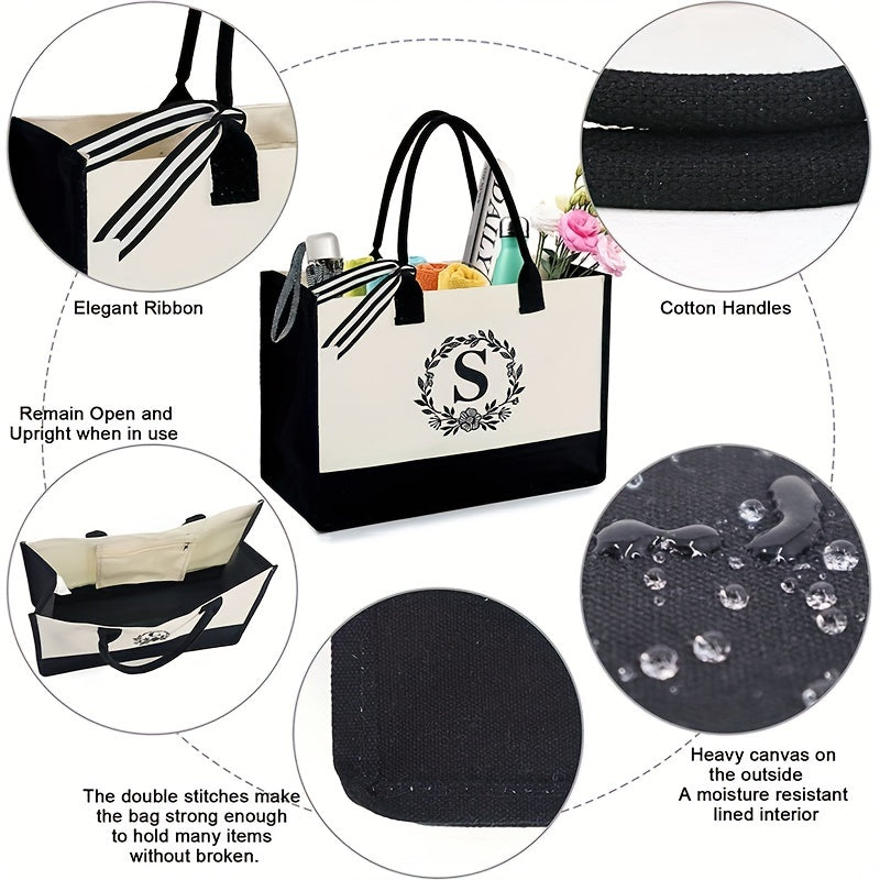 Letter Canvas Bag Large Capacity Handbag Shoulder Tote Women's Casual Bento Bag