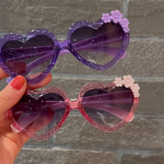 Peach Heart Sunglasses with Pressure Resistant Case