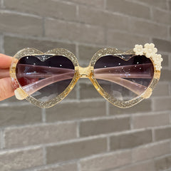 Peach Heart Sunglasses with Pressure Resistant Case