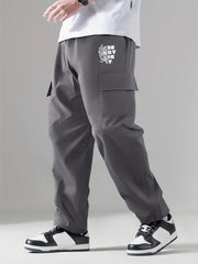 Letter Pattern Print Men's Cargo Pants For Spring