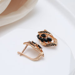 Golden Leaf Clip Earrings Zircon Wedding Jewelry