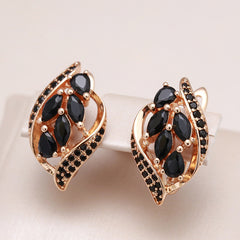 Golden Leaf Clip Earrings Zircon Wedding Jewelry