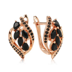 Golden Leaf Clip Earrings Zircon Wedding Jewelry
