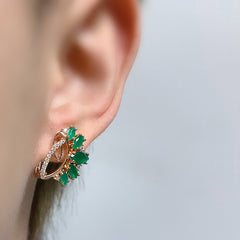 Green Marquise Zircon Earrings Golden Party Jewelry