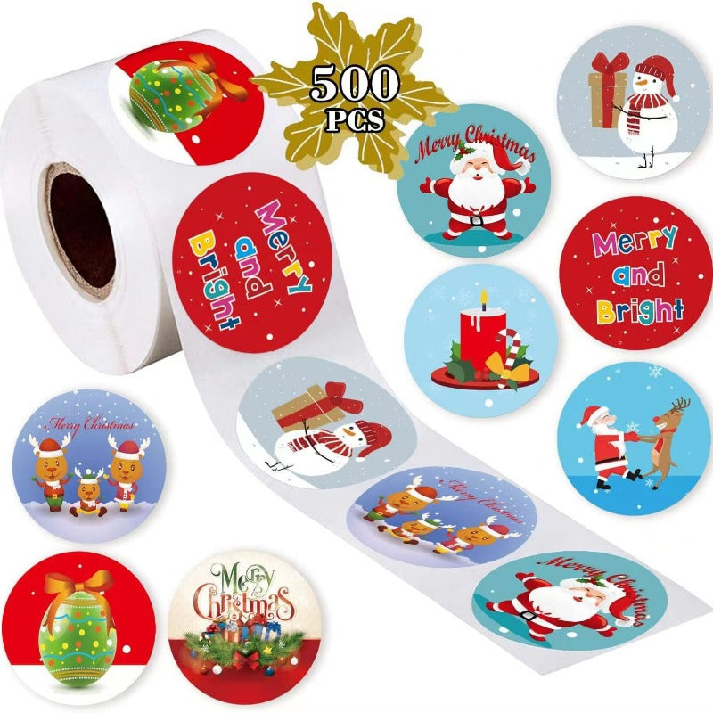 500pcs Christmas Gift Sticker Roll Decorative Seal Holiday Label