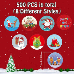 500pcs Christmas Gift Sticker Roll Decorative Seal Holiday Label