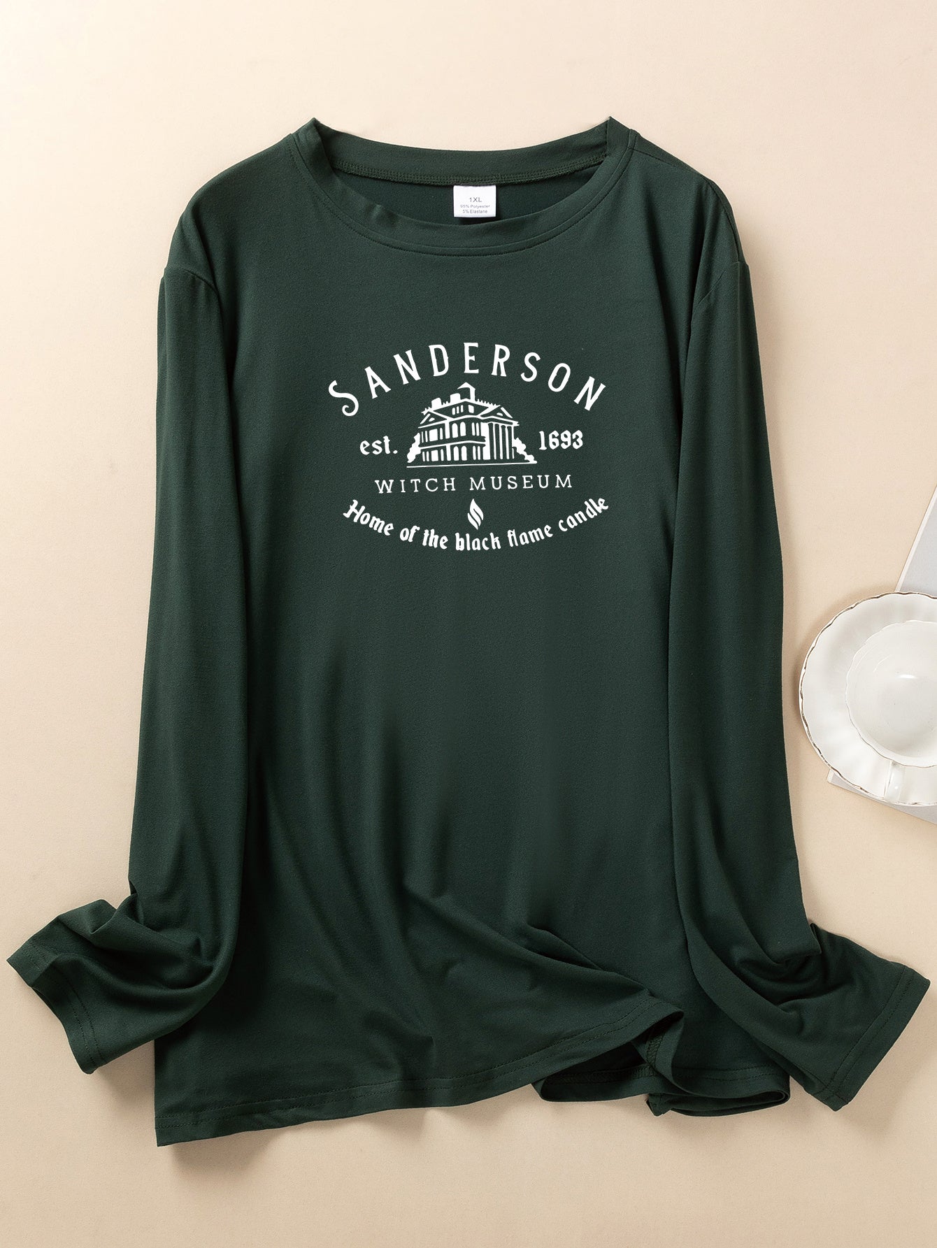 Museum & Letter Print Long Sleeve Top