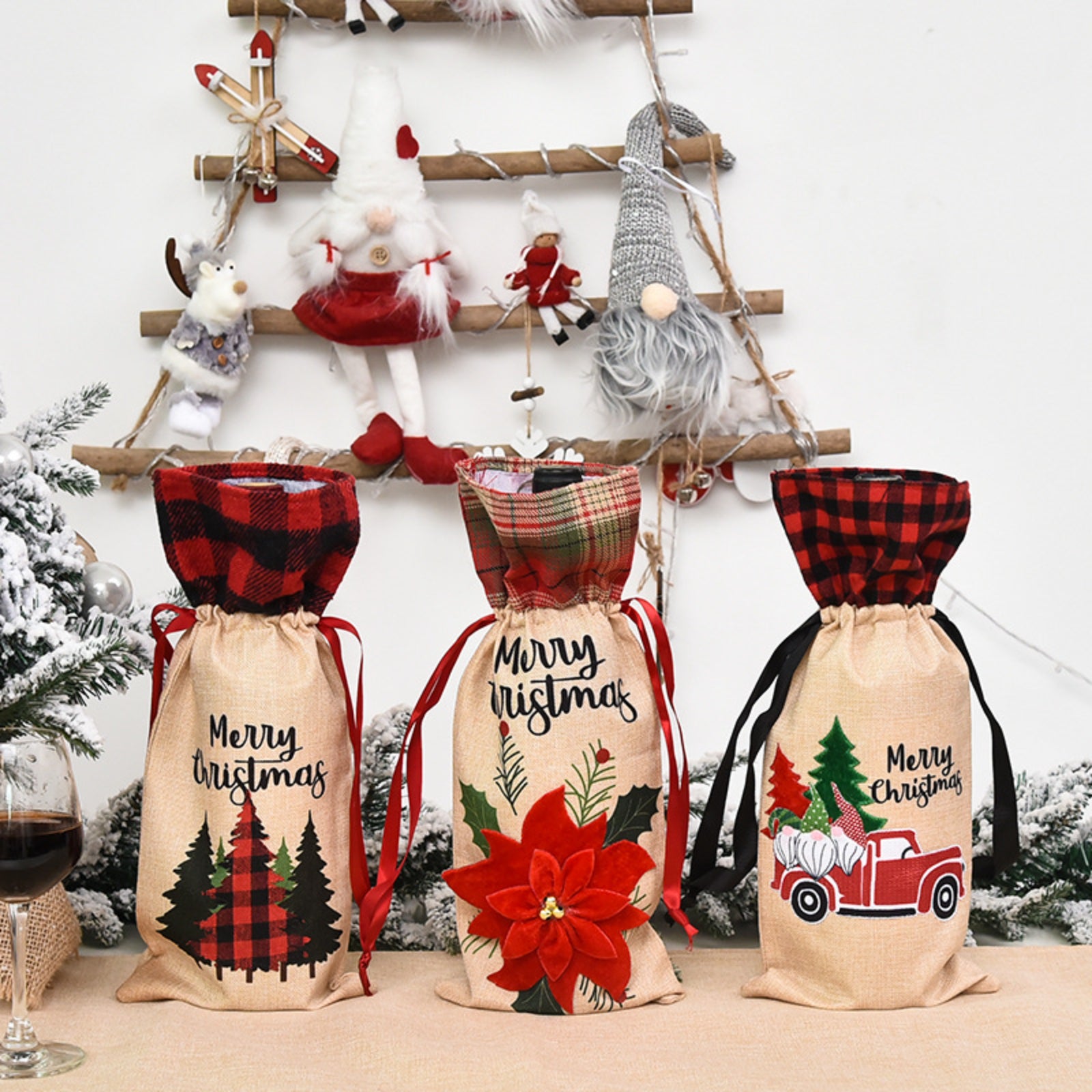 Festive Wine Bottle Bag - Ideal for Holiday Parties & Special Occasions