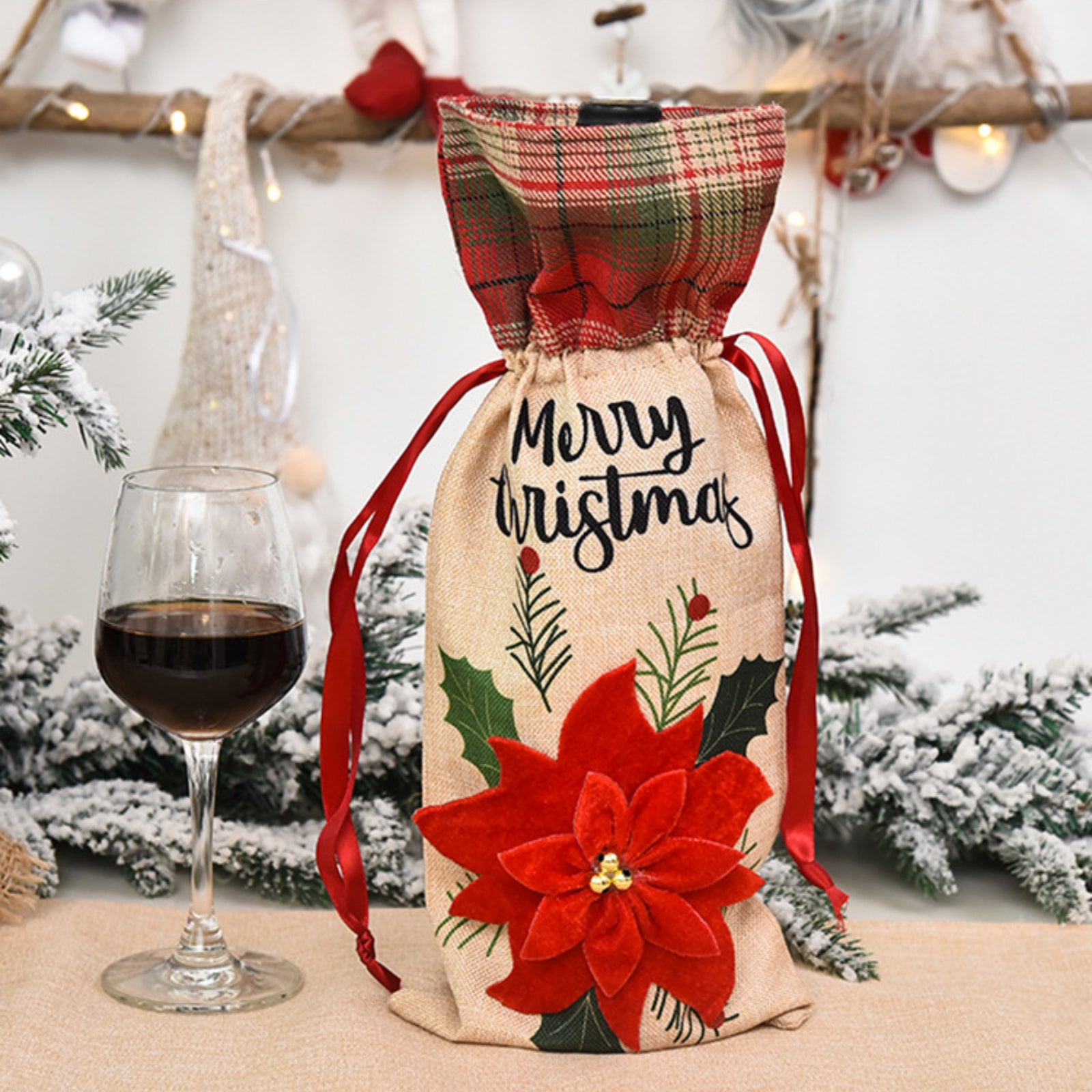 Festive Wine Bottle Bag - Ideal for Holiday Parties & Special Occasions