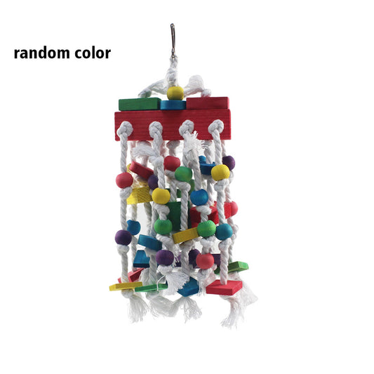 Colorful Parrot Toys Bead Strings Climbing & Hanging Chew Toy With Bell