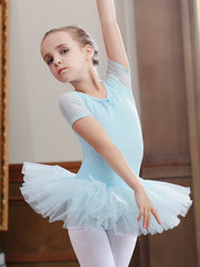 Girls Breathable Ballet Dance Skirt Kids Summer Short-sleeved Sports Princess