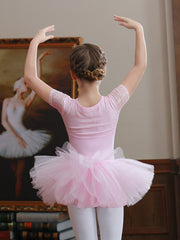 Girls Breathable Ballet Dance Skirt Kids Summer Short-sleeved Sports Princess