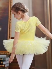 Girls Breathable Ballet Dance Skirt Kids Summer Short-sleeved Sports Princess