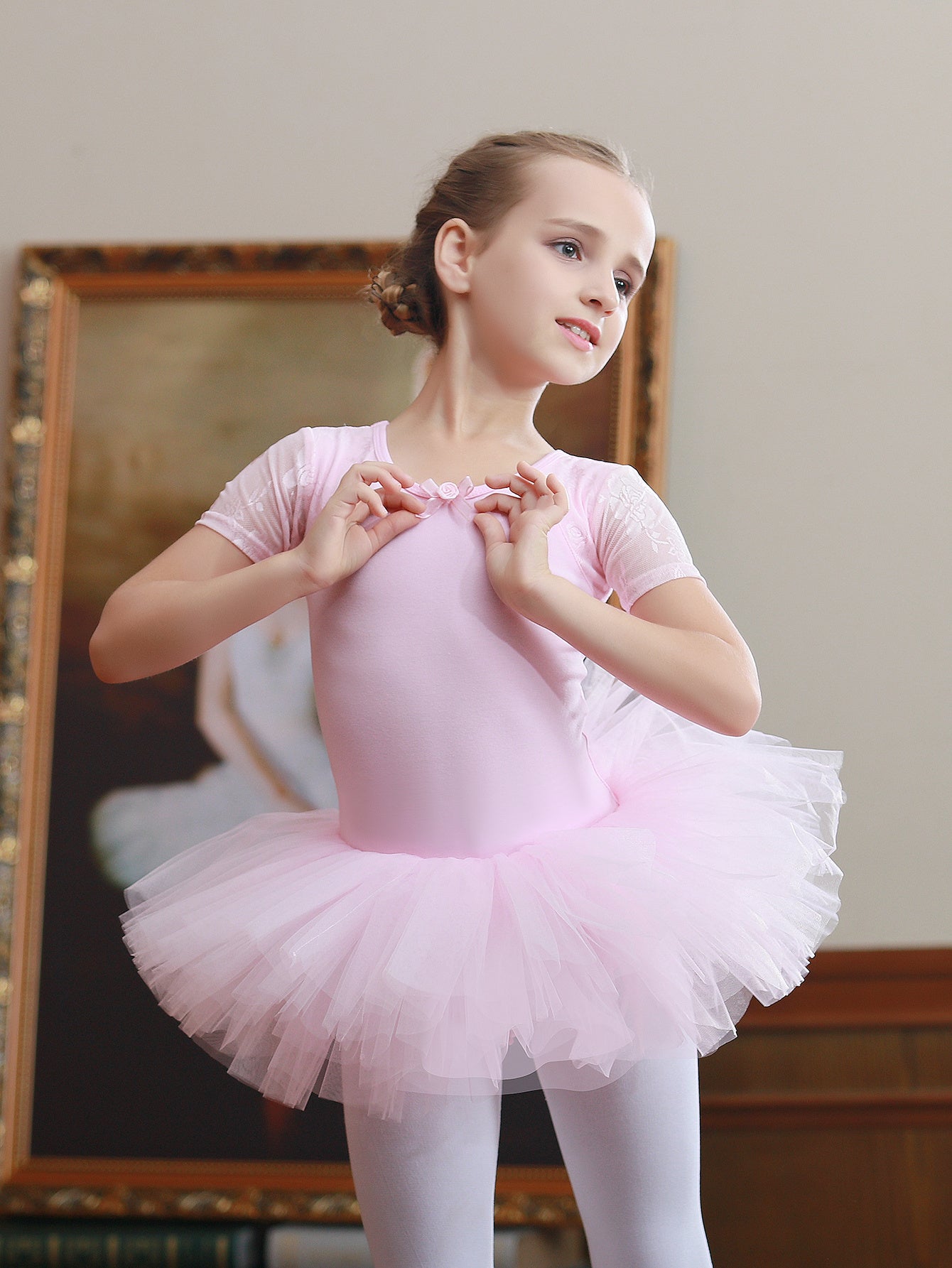 Girls Breathable Ballet Dance Skirt Kids Summer Short-sleeved Sports Princess