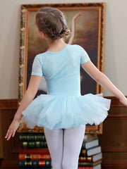 Girls Breathable Ballet Dance Skirt Kids Summer Short-sleeved Sports Princess