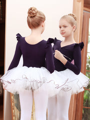 Girls Ballet Dress Short Sleeve Dance Wear Gymnastics Practice Performance Gown